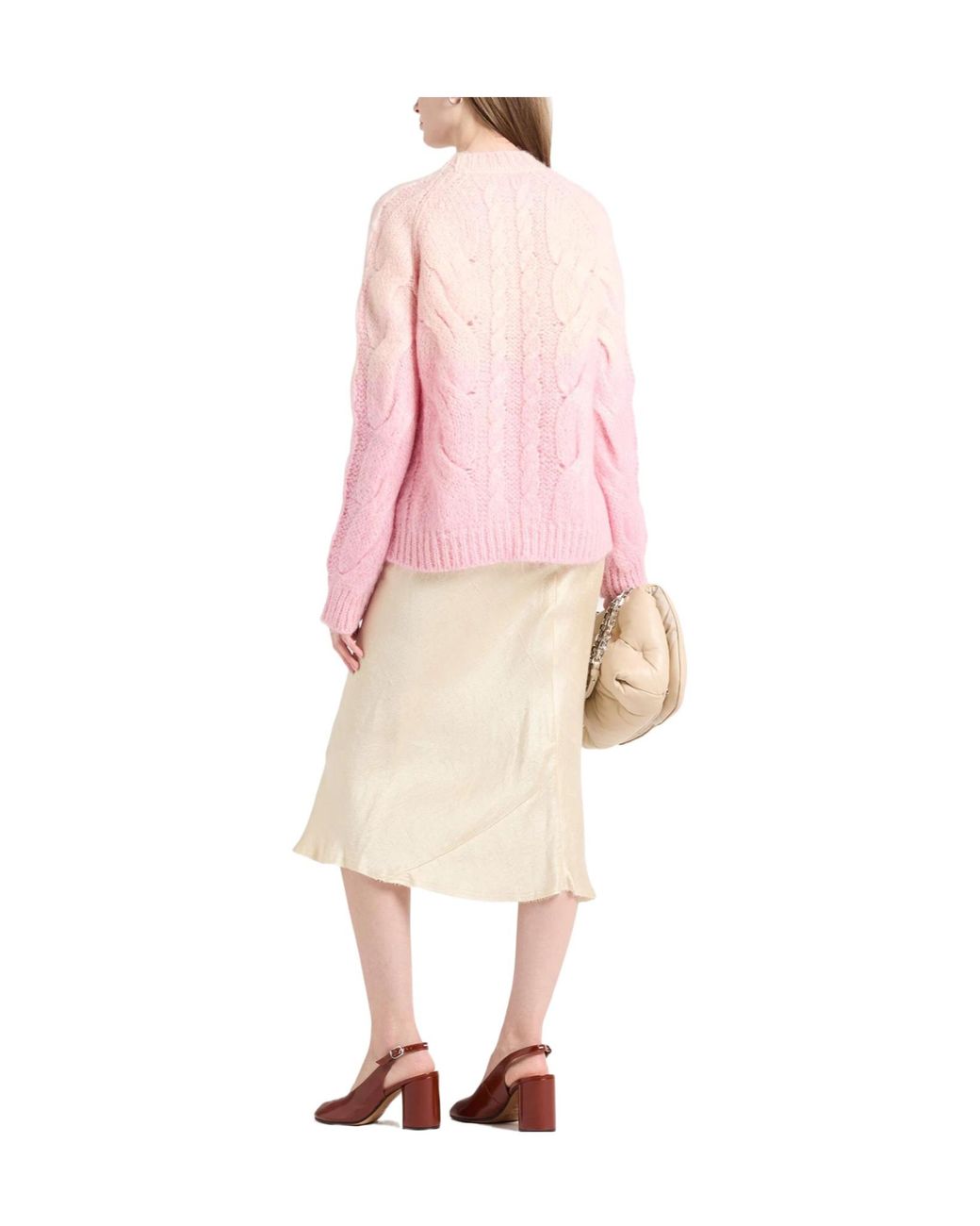 Maison Margiela Pink Gradient Crew-Neck Cable-Knit Sweater