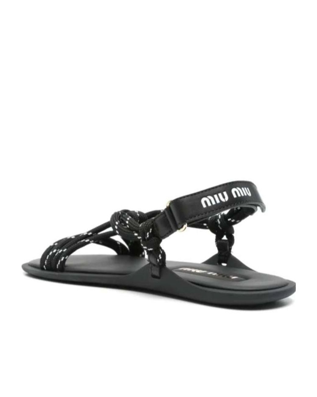Miu Miu Black Rope Flat Sandals