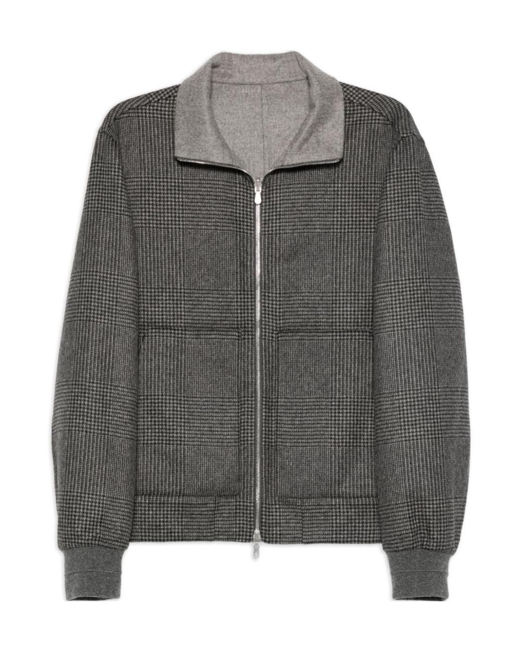 Brunello Cucinelli Gray Cashmere Bomber Jacket for men