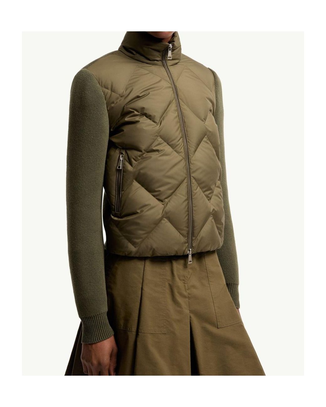 Moncler Green Padded Zip-Up Cardigan