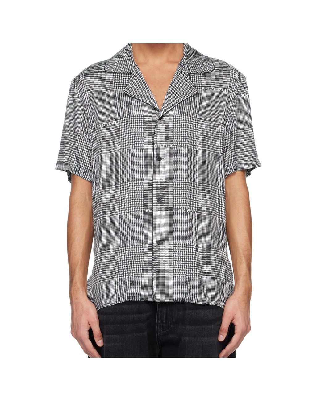 Balmain Gray Houndstooth Short-Sleeve Shirt for men
