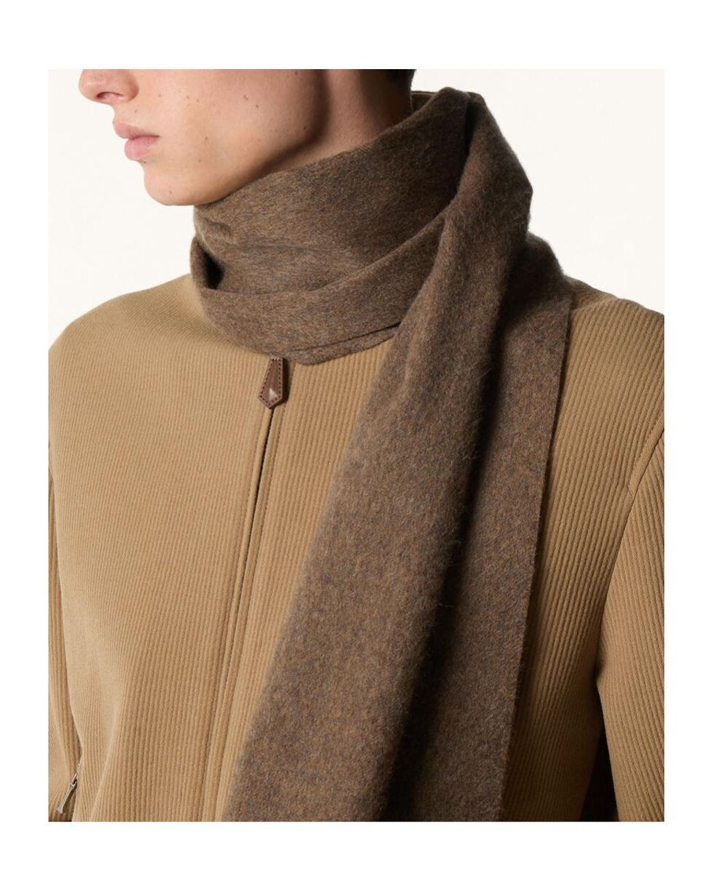 Loro Piana Brown Fringed Scarf for men