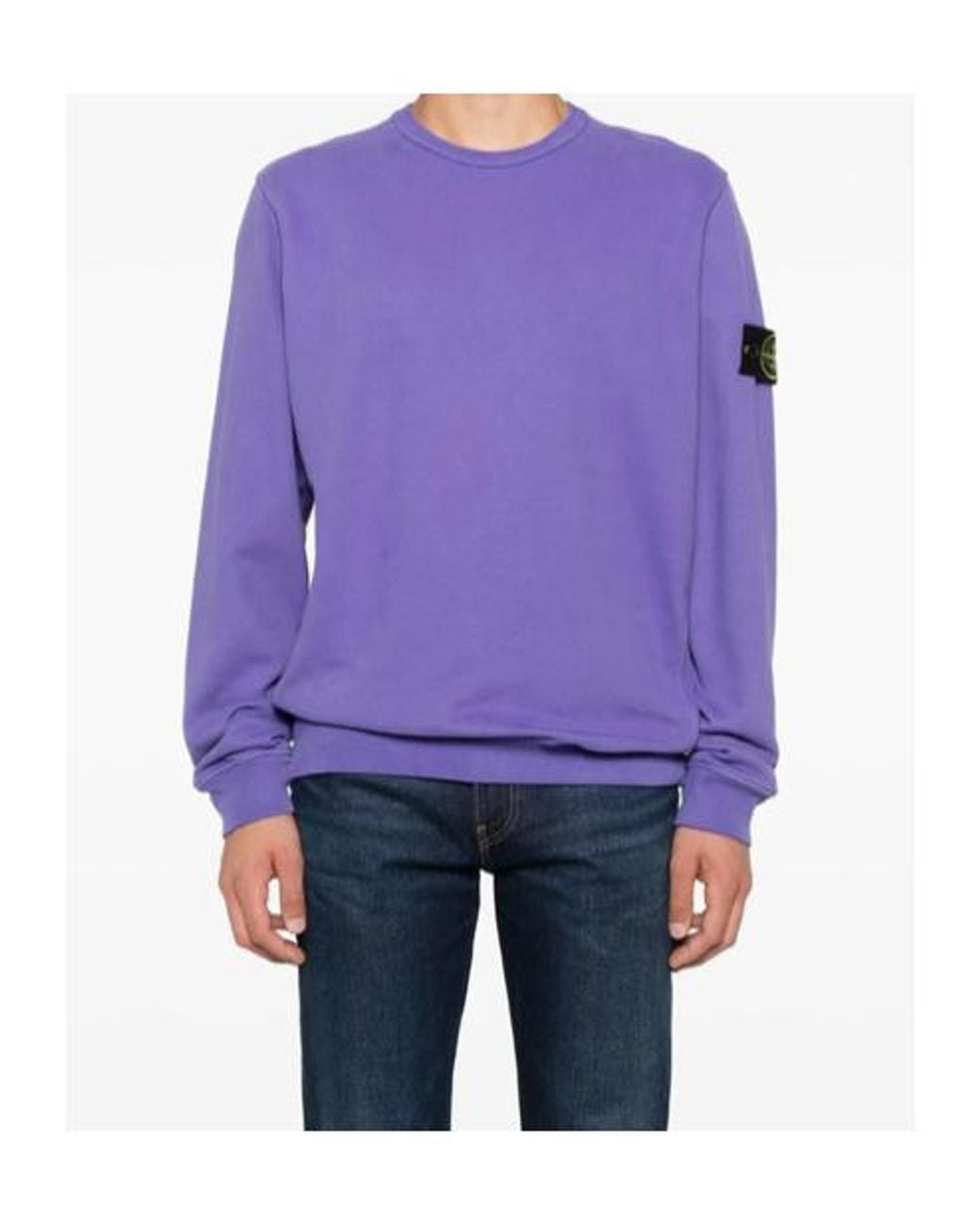 Stone Island Purple Logo-Patch Crew-Neck Sweatshirt for men