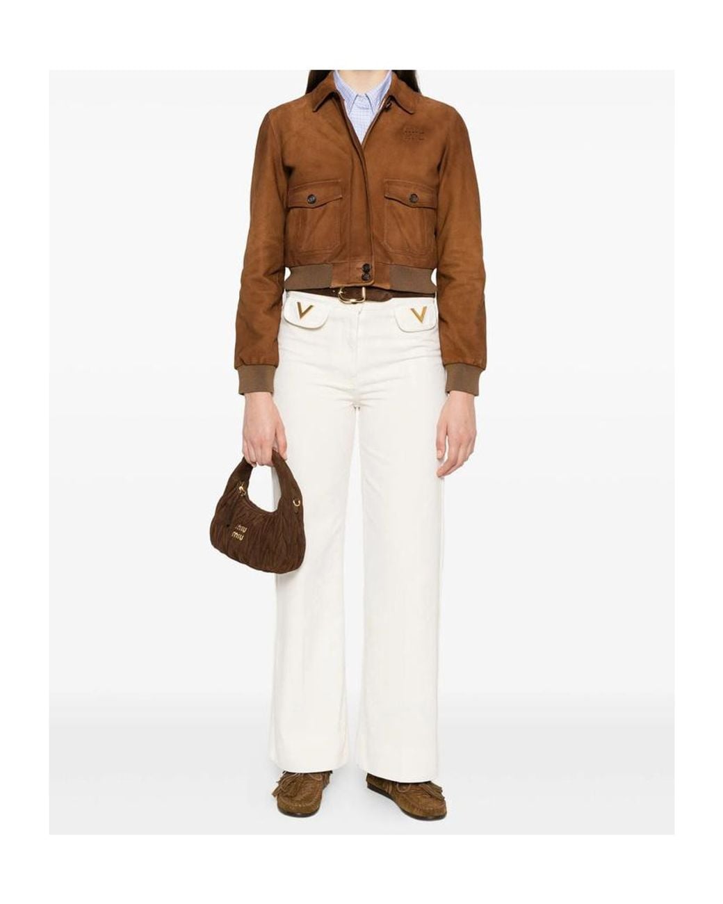 Miu Miu Brown Patch Pocket Copped Jacket
