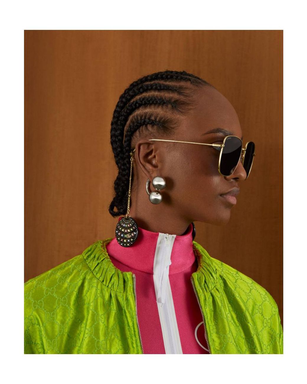 Gucci Blue Eyewear Squared-Frame Disco Charm Detailing Sunglasses
