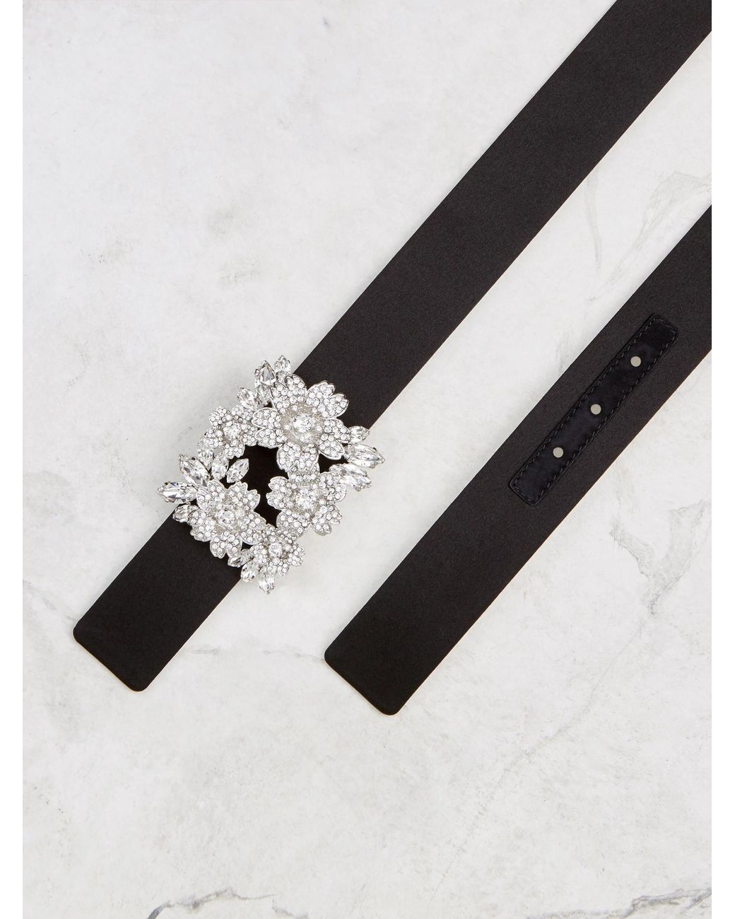 Roger Vivier Black Bouquet Strass Versailles Diamond Buckle Belt