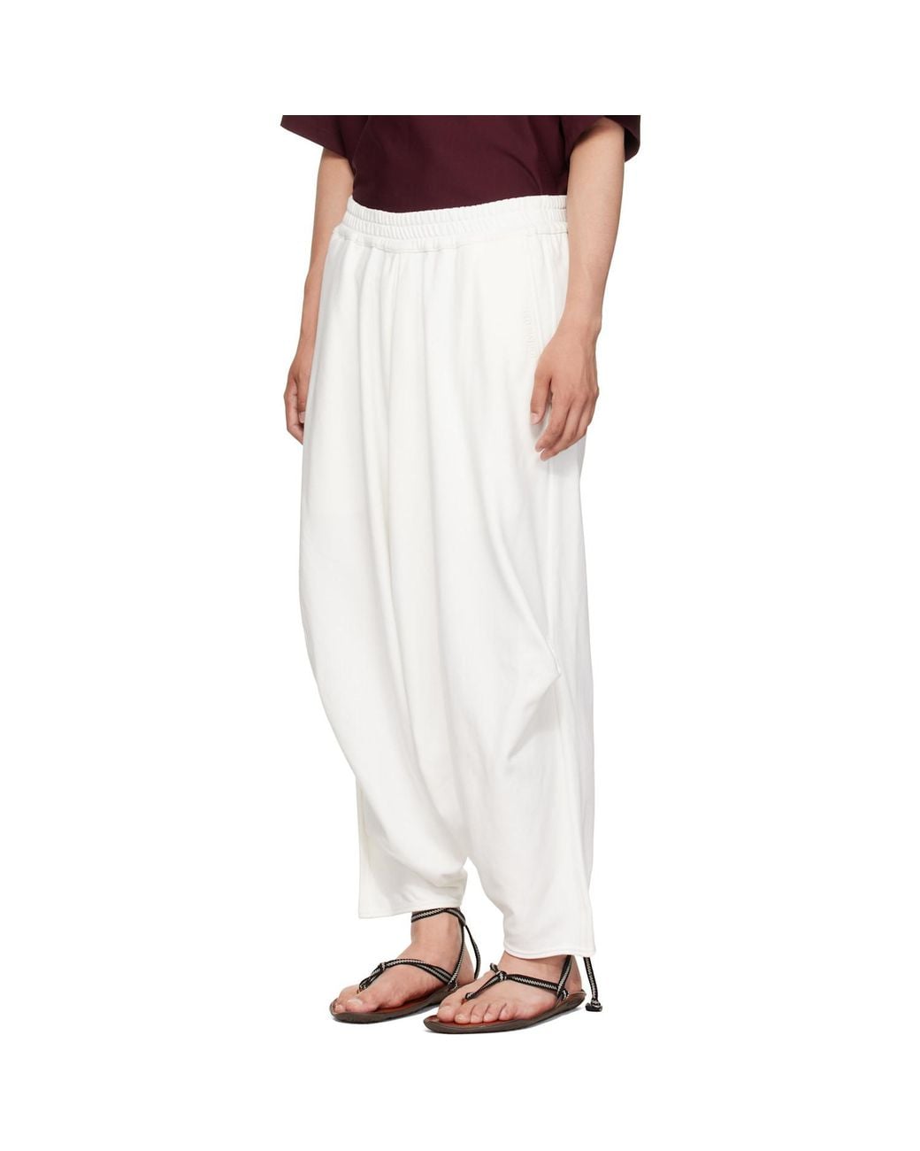 Hed Mayner White Embroidered Sweatpants for men