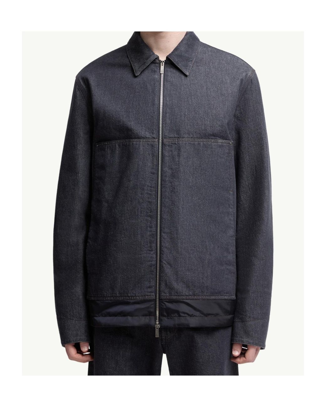Moncler Blue Zip-Up Denim Jacket for men