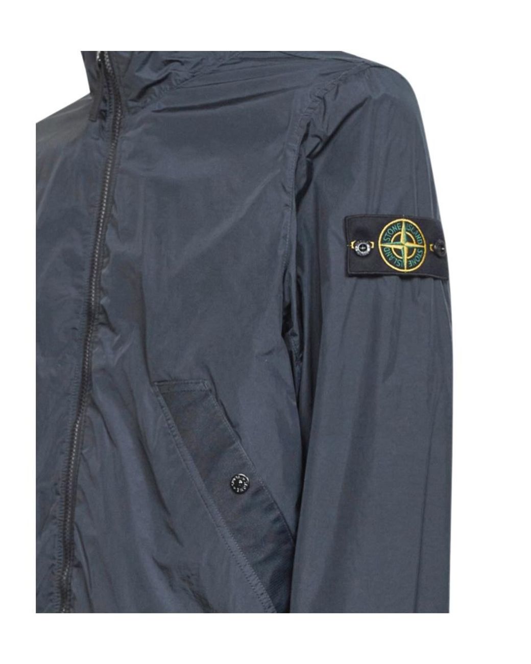 Stone Island Blue Logo Patch Zip-Up Jacket for men