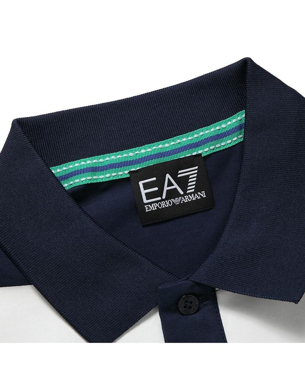 EA7 Blue Logo Lapel Polo Shirt for men
