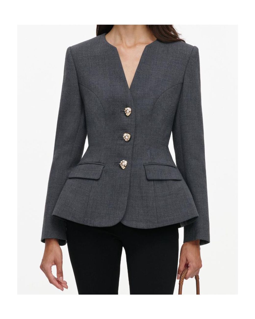 Self-Portrait Black Wool Peplum Blazer