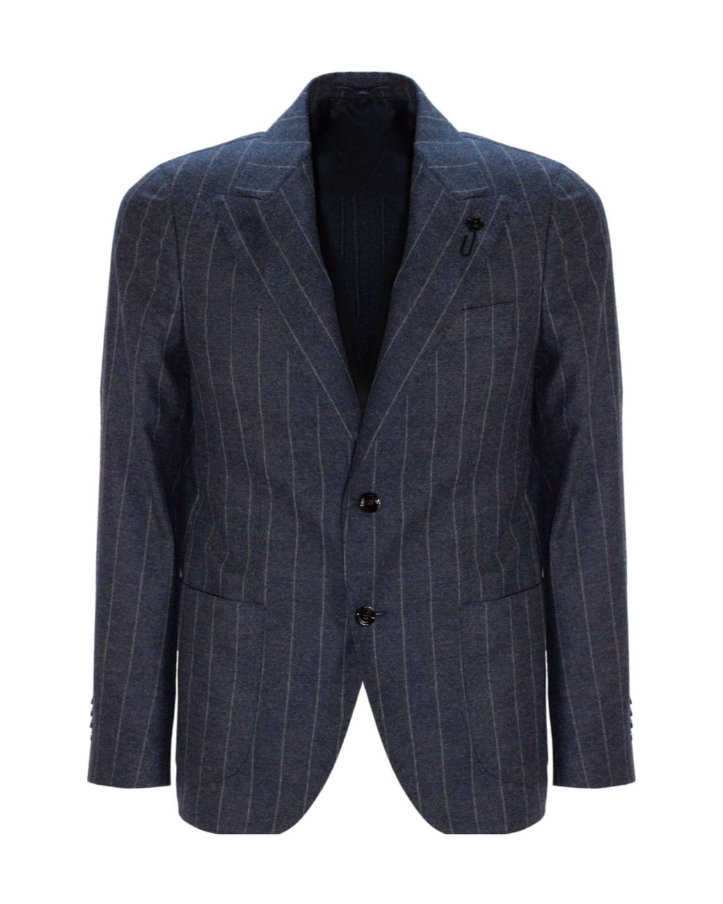 Lardini Blue Single Breasted Striped Blazer for men