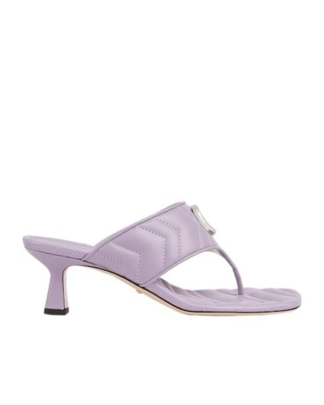 Gucci Double G Marmont Leather Sandals Purple