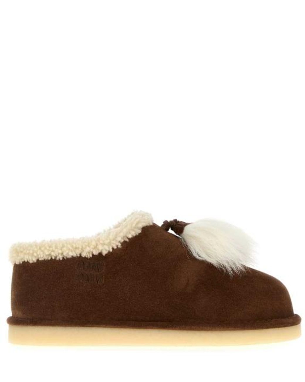 Miu Miu Brown Round-Toe Flat Shoes
