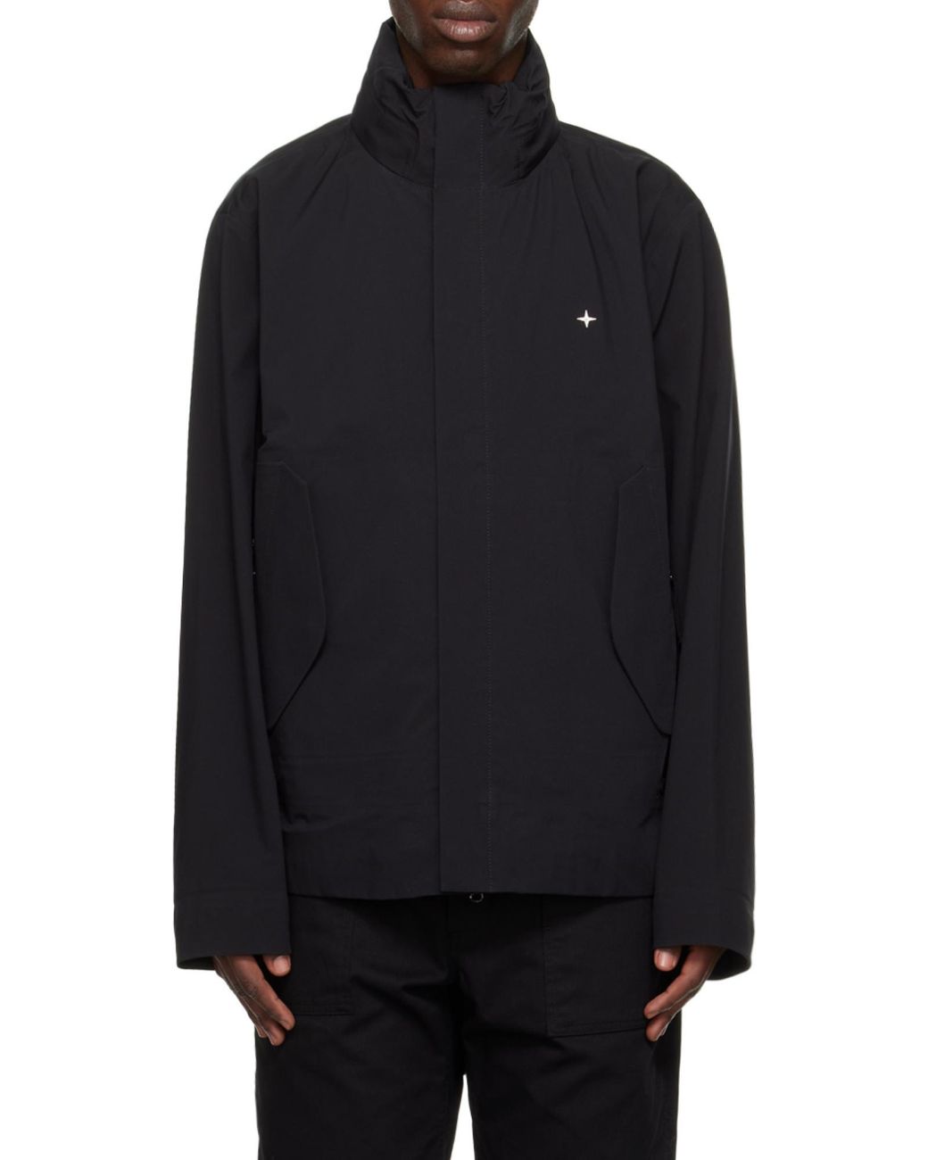 Stone Island Black High-Neck Zip-Up Jacket for men