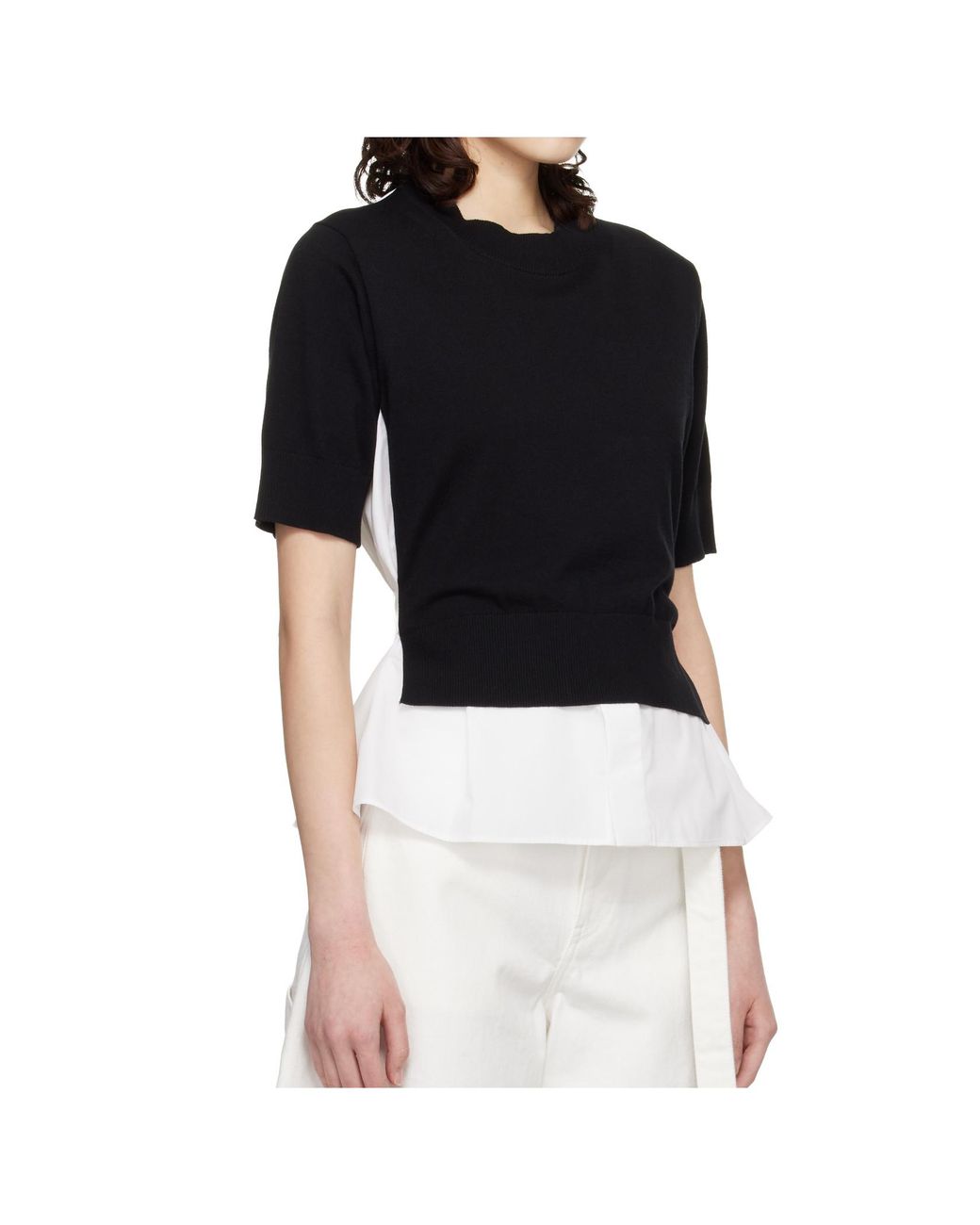 Sacai Black Contrast Panel Knitted Top