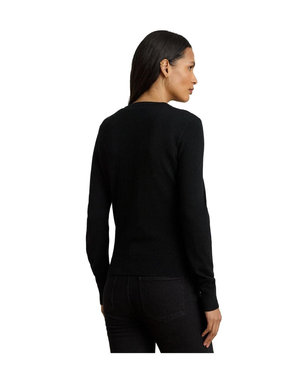 Ralph Lauren Black Ofryah Real Leather Crew Neck Jumper