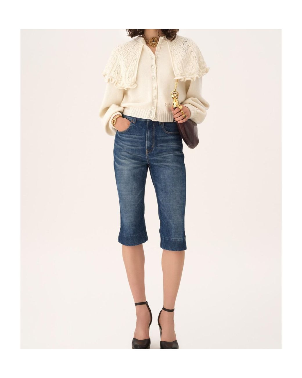 Chloé Blue Chloé High-Rise Capri Jeans