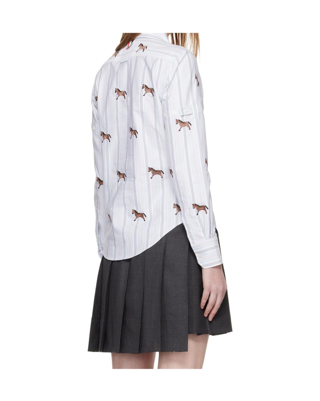 Thom Browne White Horse-Embroidered Shirt