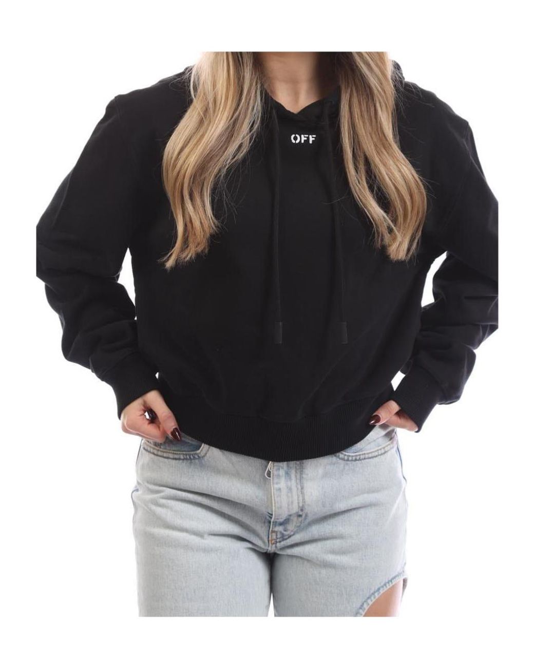Off-White c/o Virgil Abloh Black Off Stamp Cropped Hoodie