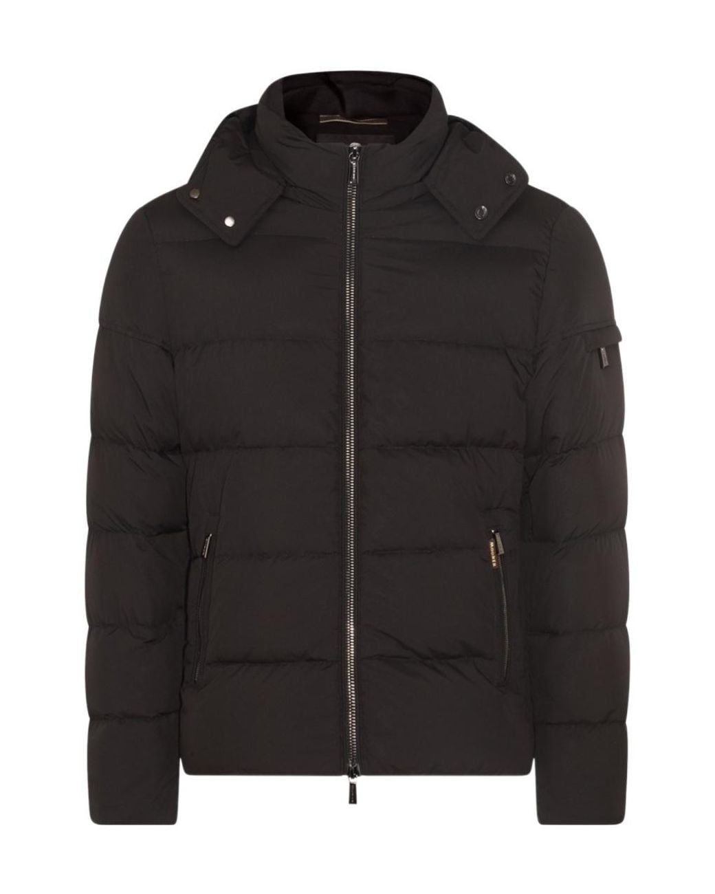 Moorer Black Quilted Zip-Up Down Jacket for men