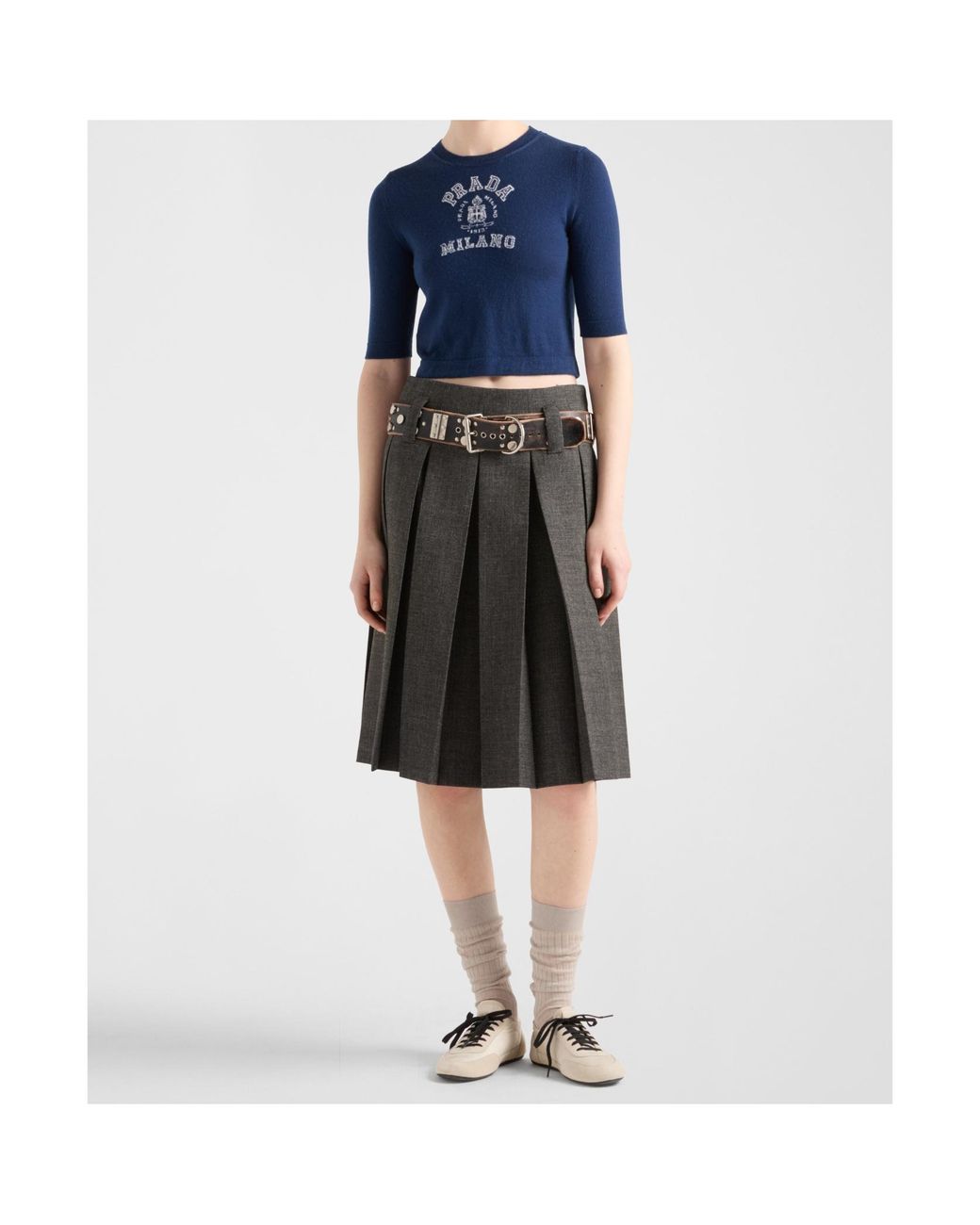 Prada Blue Cashmere Logo Sweater