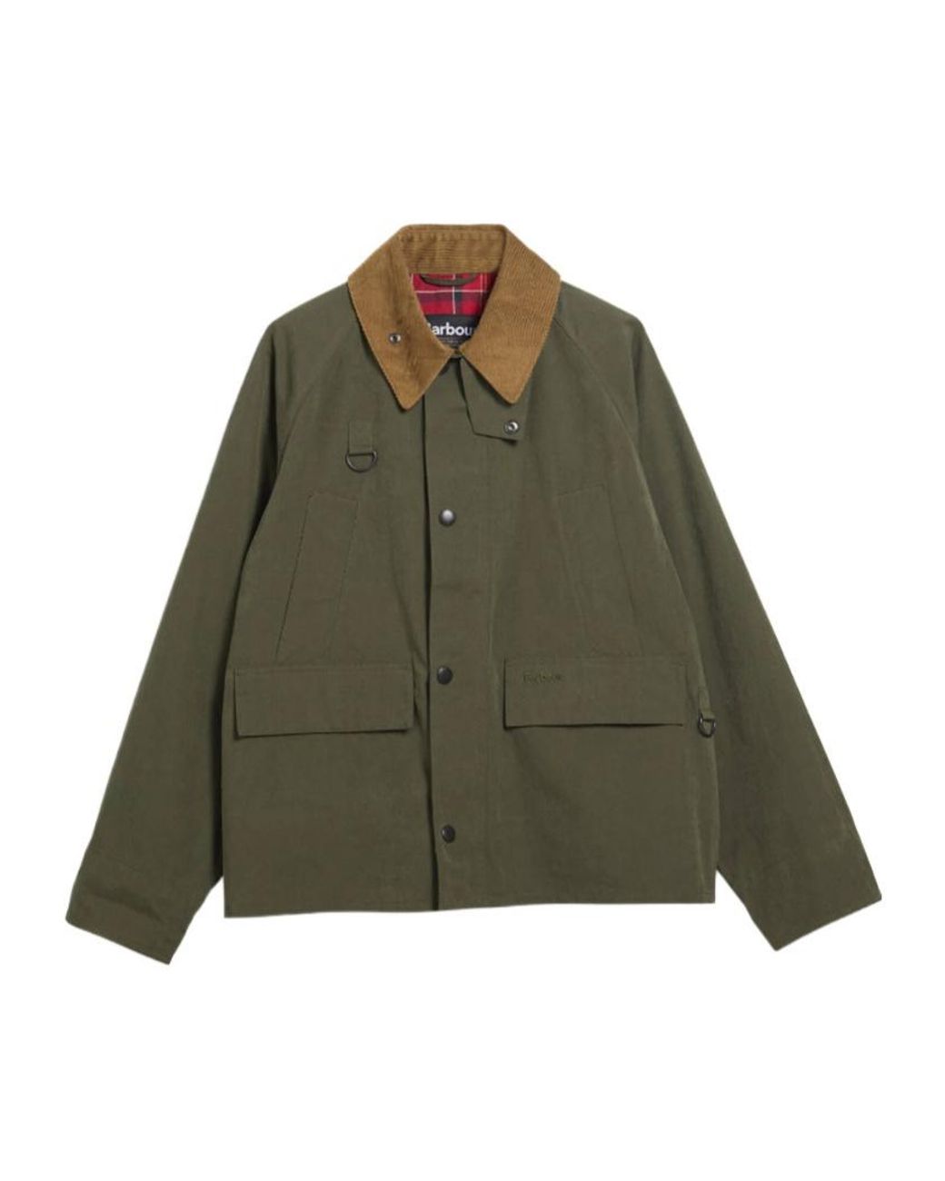 Barbour Green Corduroy-Collar Plaid Jacket