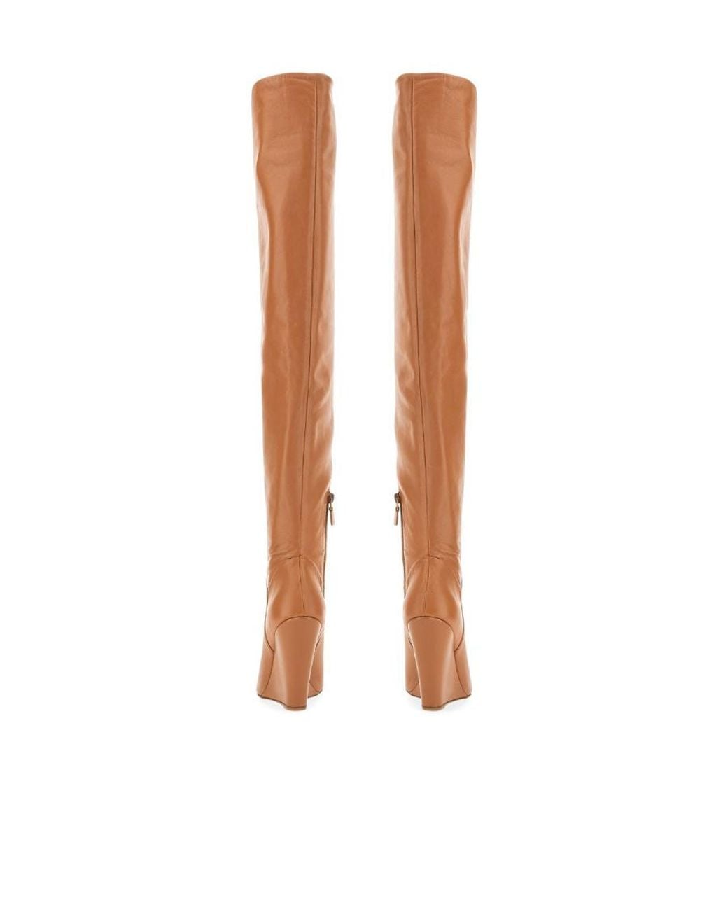Stuart Weitzman White Logo High-Heel Knee-High Boots