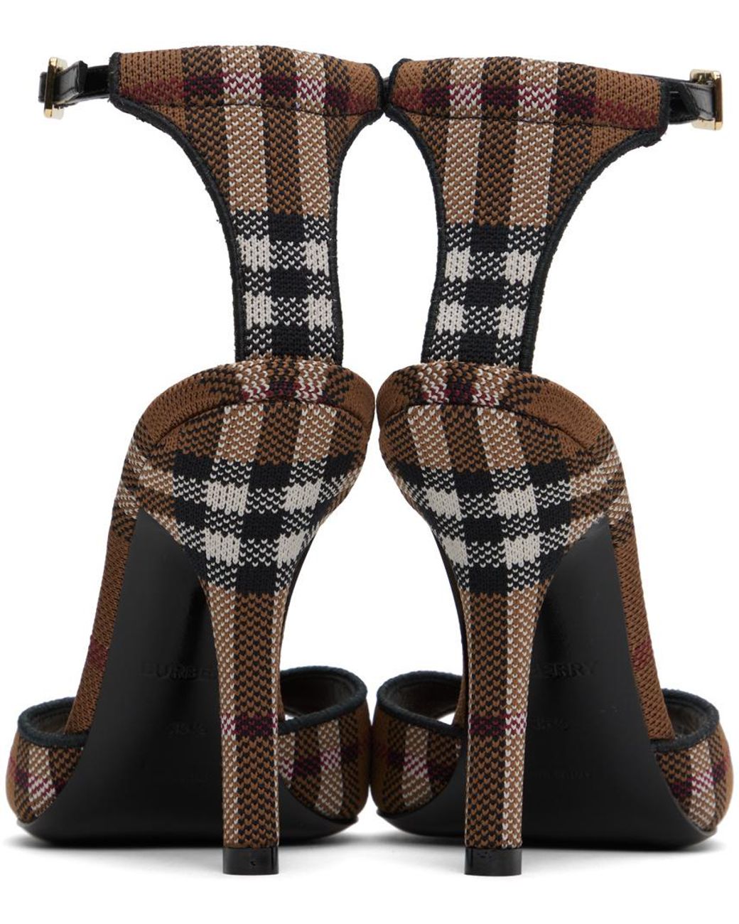 Burberry Multicolor Ankle Strap Checkered Heeled Sandals