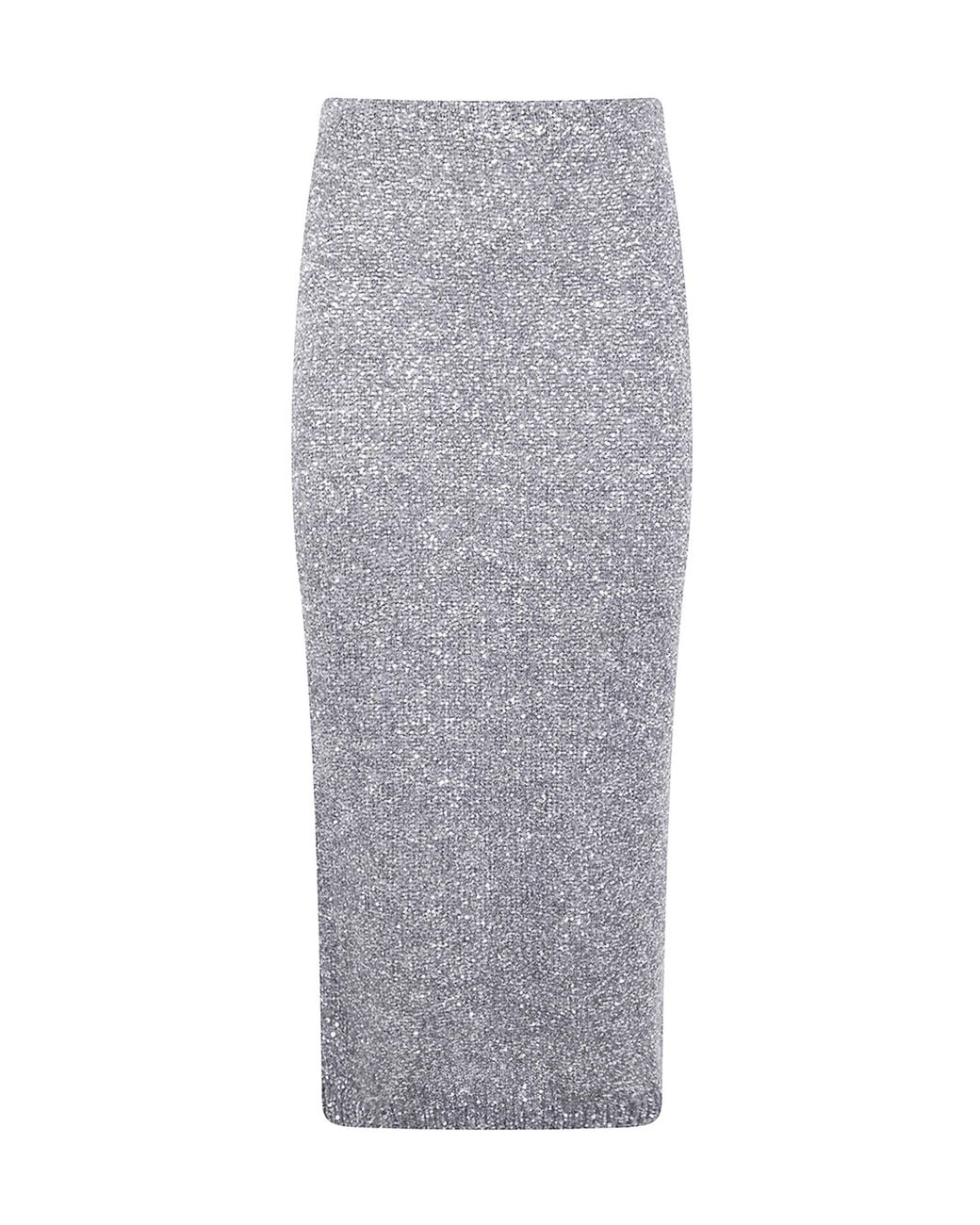 D.exterior Gray Sequined Straight Skirt
