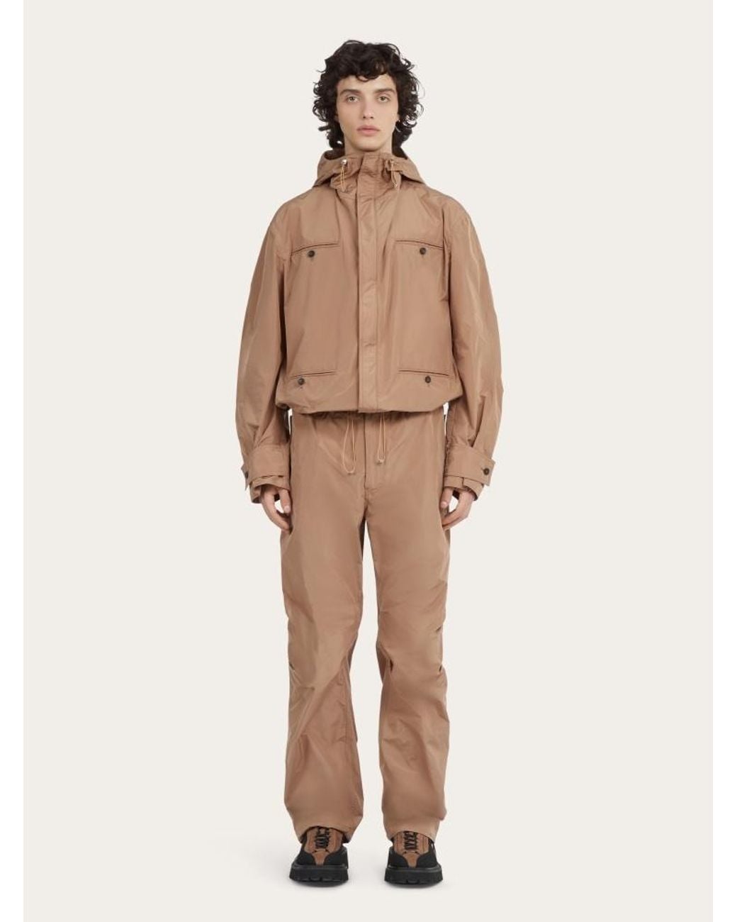 Ferragamo Brown Ferragamo Drawstring Zip-Up Jacket for men
