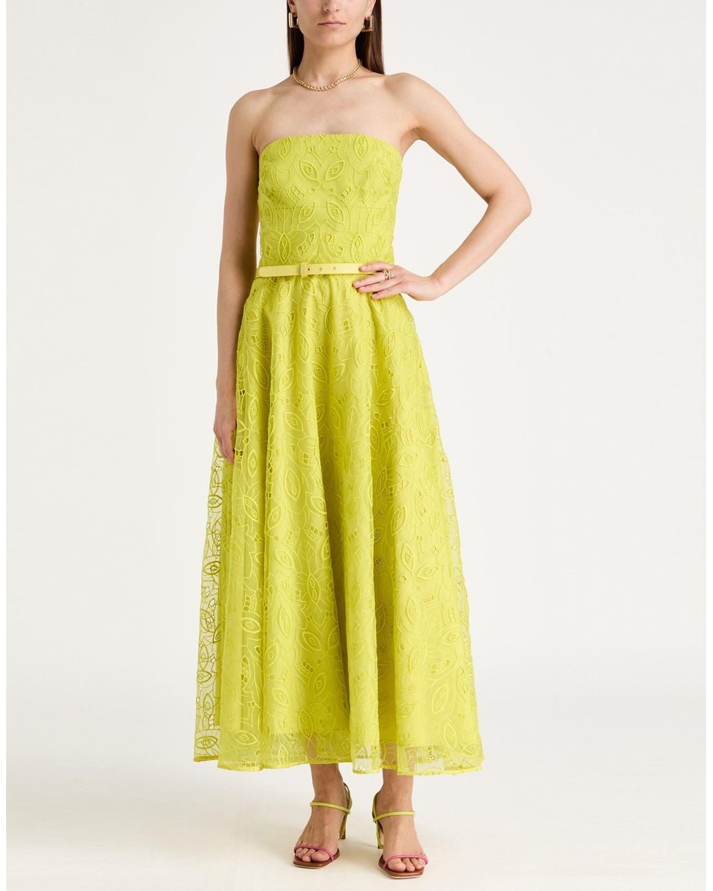Max Mara Yellow Midi Dress Polyester