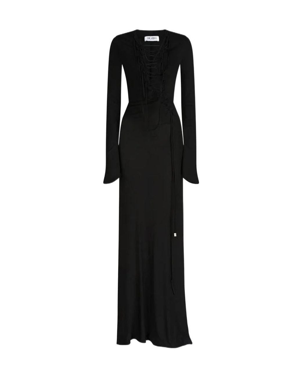 The Attico Black Lace-Up Long-Sleeves Maxi Dress
