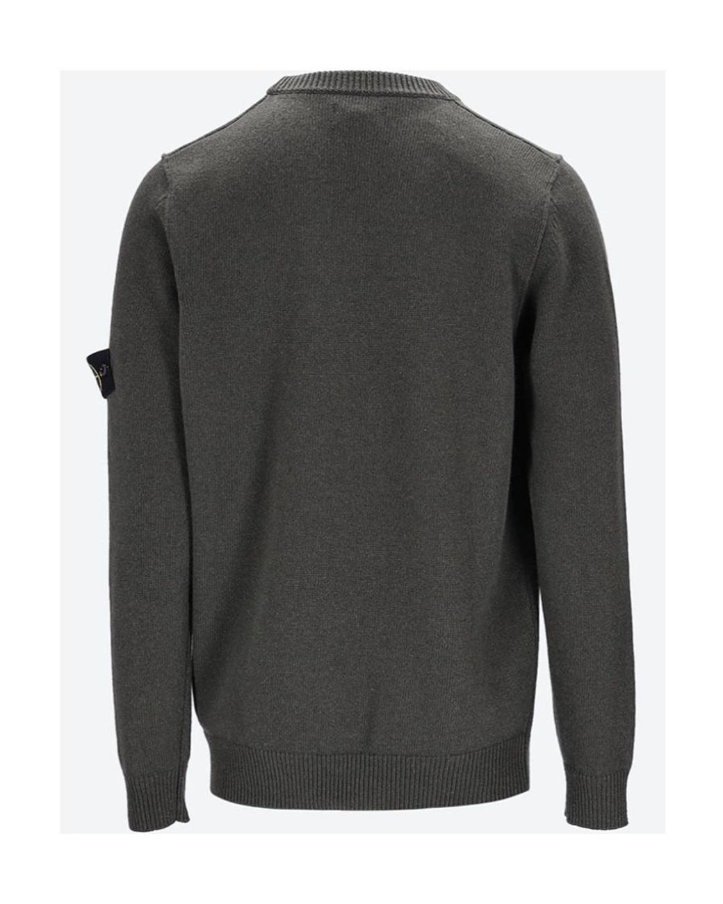 Stone Island Gray Logo Patch Crewneck Jumper for men