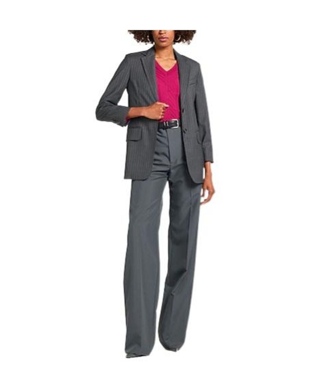 Max Mara Black Striped Wool Blazer