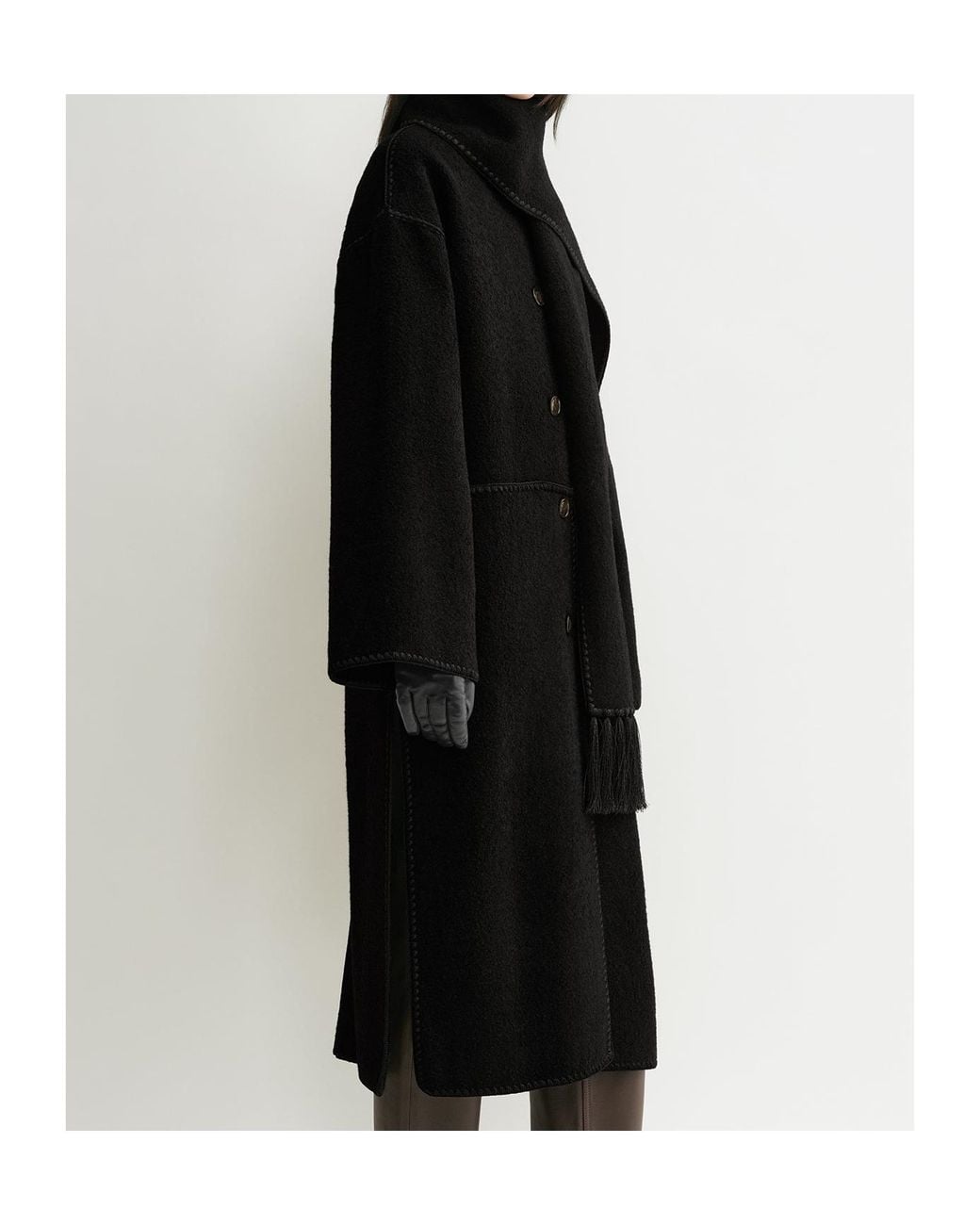 Totême Black Long Coat Wool Scarf