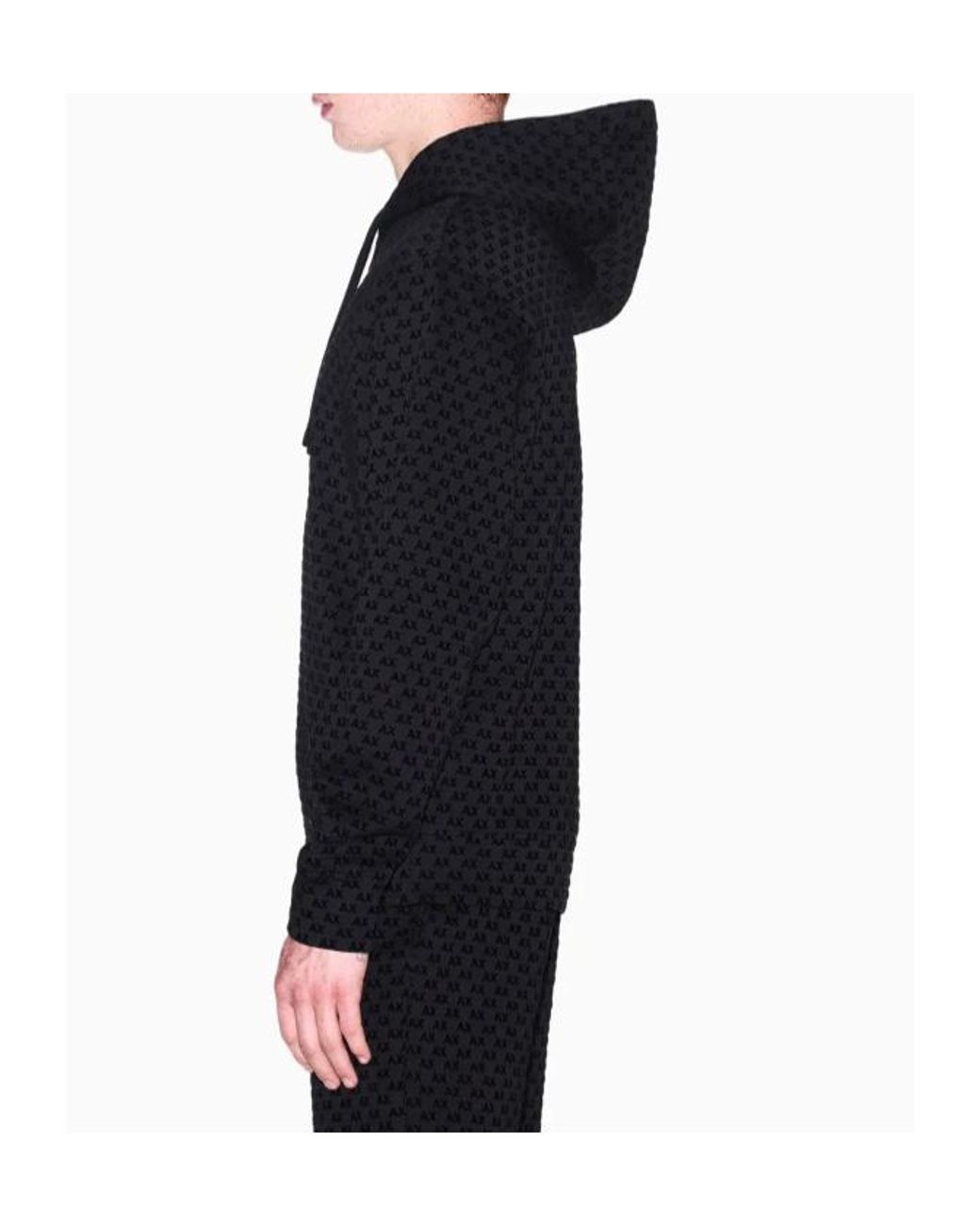 ARMANI EXCHANGE Blue Logo-Pattern Drawstring Hoodie for men