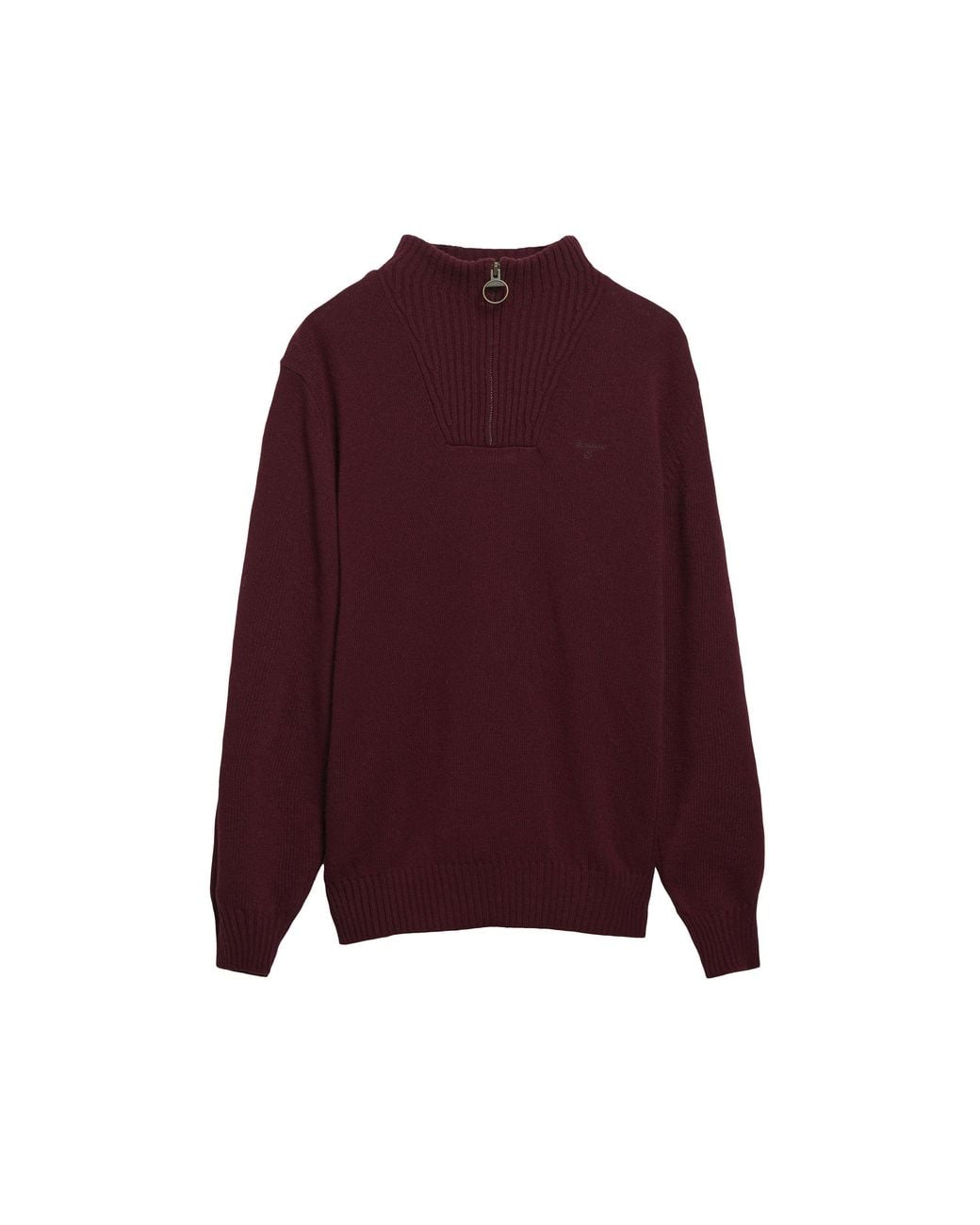 Barbour Purple Quarter Zip Rib Knit Sweater for men
