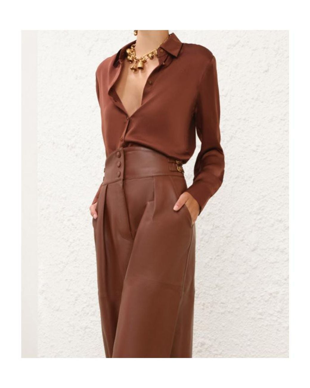 Zimmermann Brown Hypnotic Satin Shirt