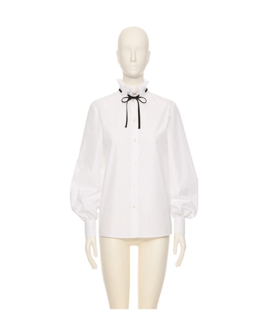Valentino White Ruffle Detailed Button-Up Top