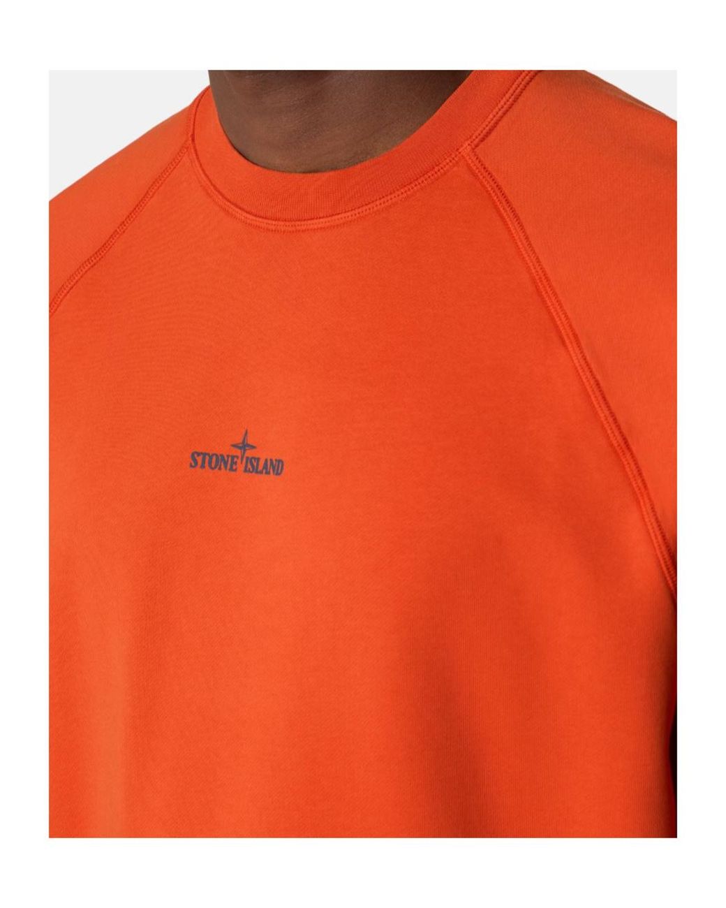 Stone Island Orange Oversized-Fit Crewneck Sweatshirt With 'Desert'Print for men