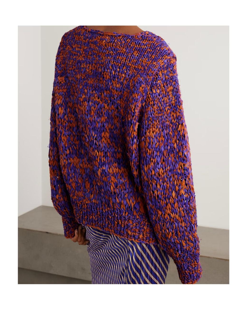 Dries Van Noten Purple Oversized Frayed Sweater