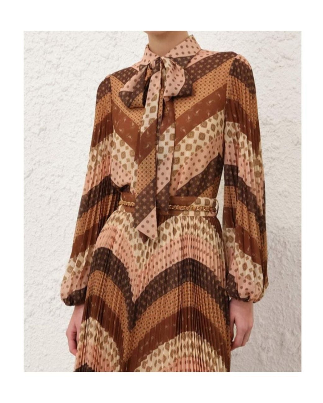 Zimmermann Brown Sunray Collard Shirt