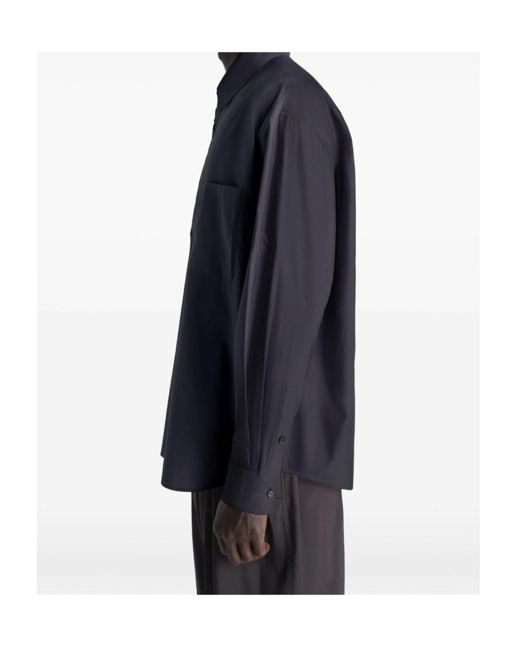 Lemaire Blue Long-Sleeved Curved Hem Regular Shirt for men