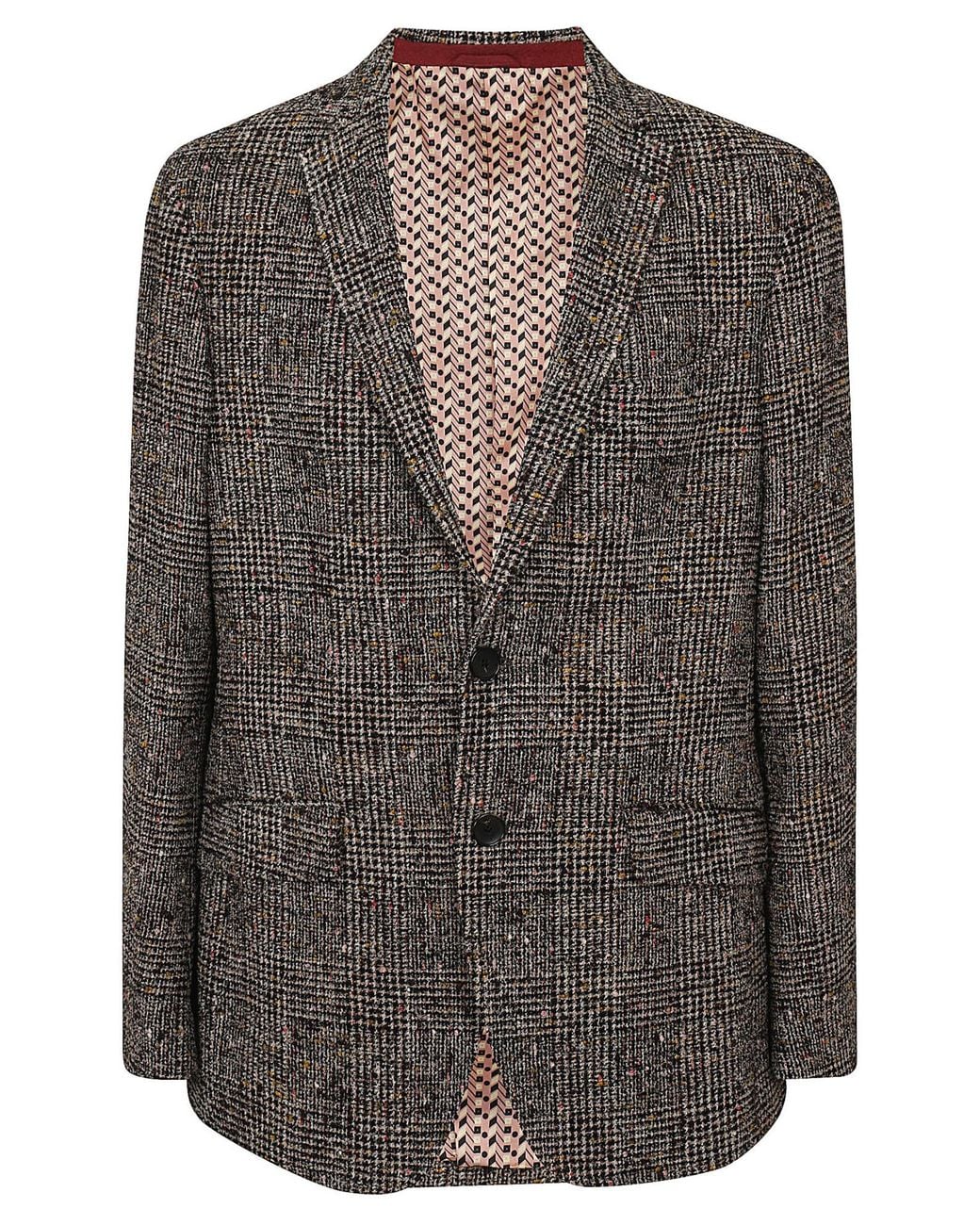 Etro Brown Single-Breasted Checked Blazer for men