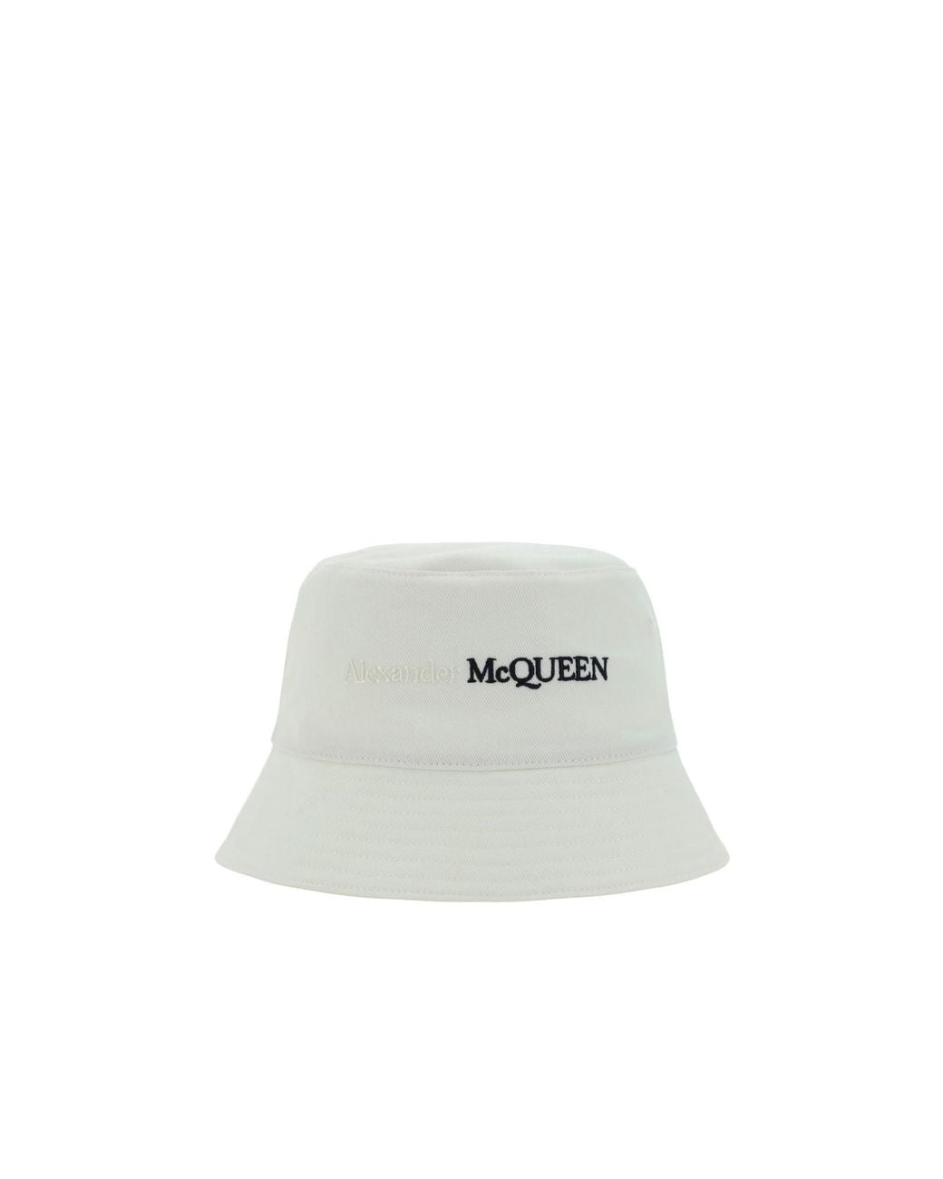 McQueen White Logo Embroidered Bucket Hat for men