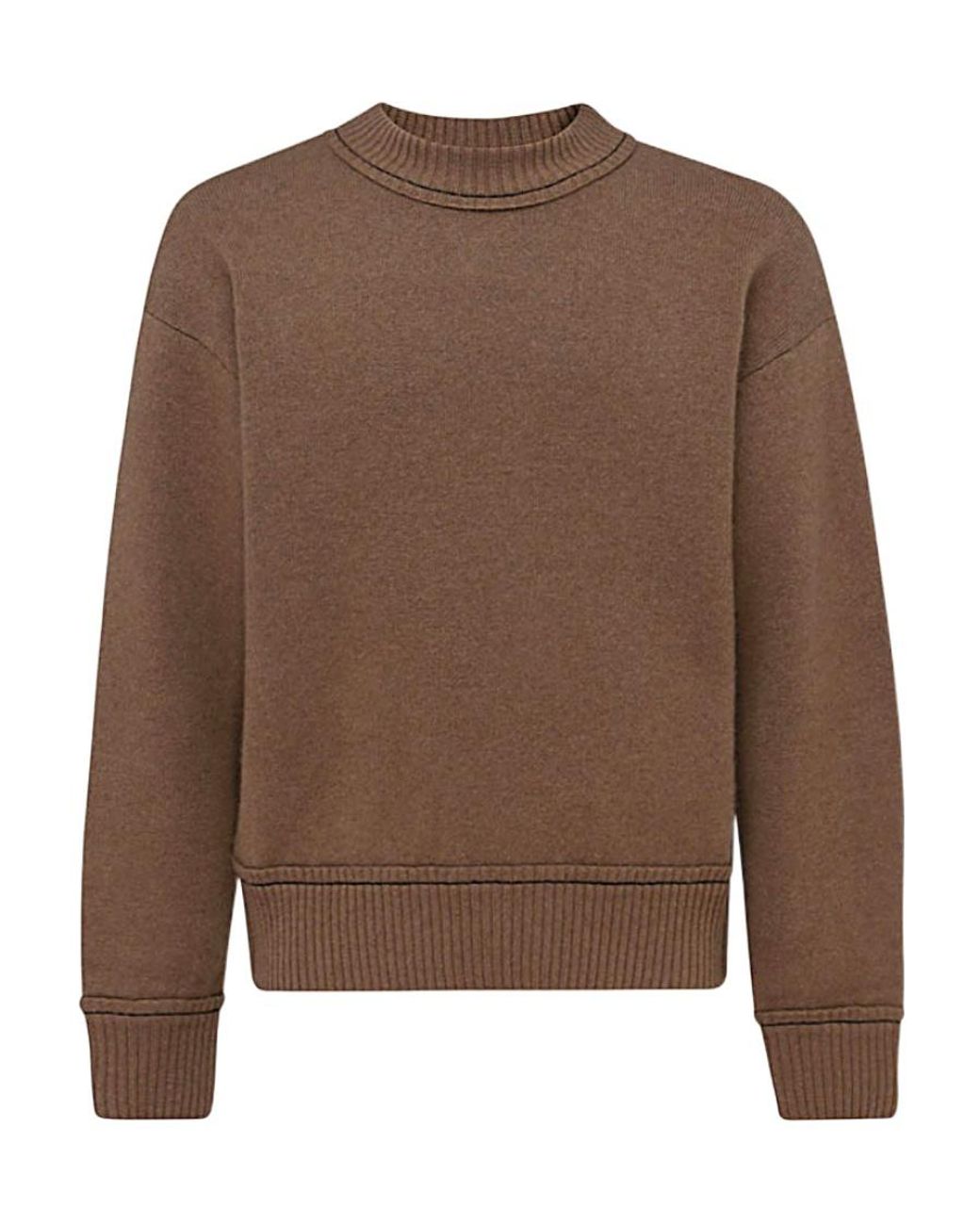Sacai Brown Crew-Neck Logo-Plaque Jumper for men