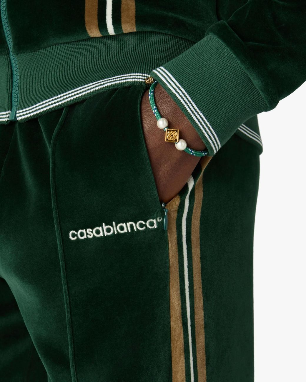 Casablanca Green Velour Track Pants for men