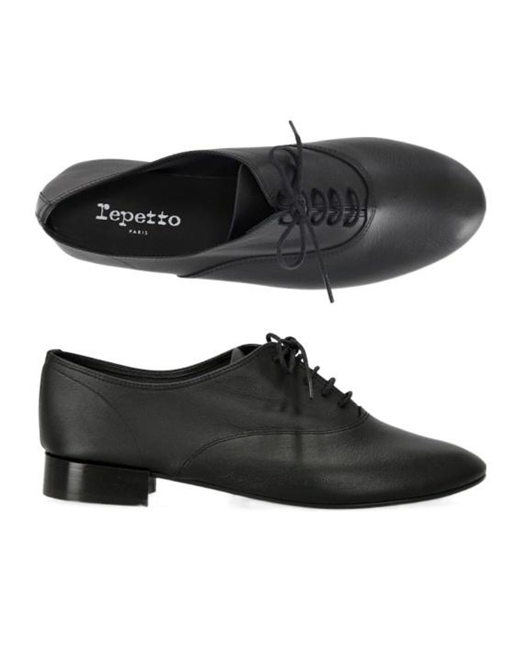 Repetto Black Round-Headed Oxfords