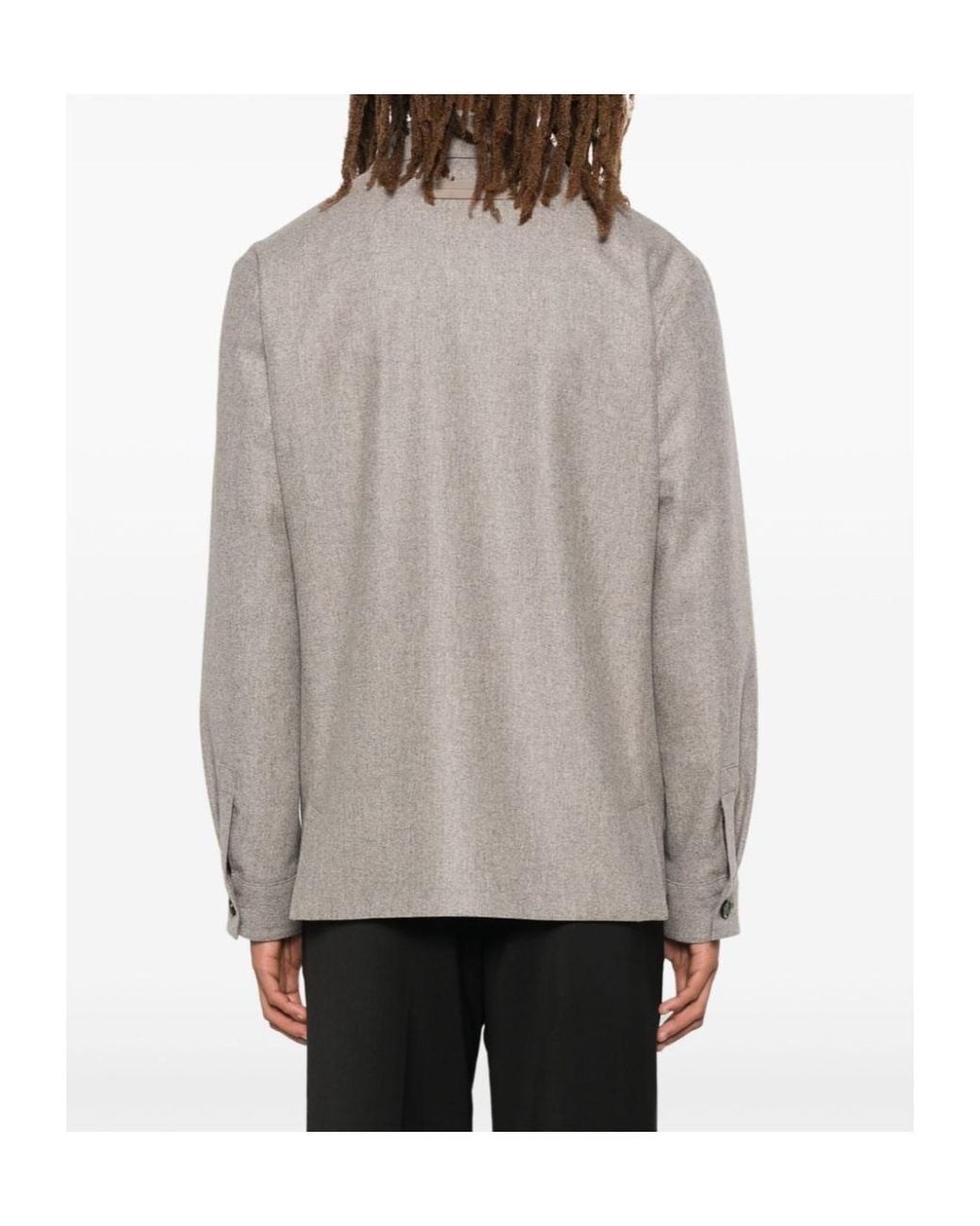 Zegna Gray Long-Sleeved Casual Jacket for men